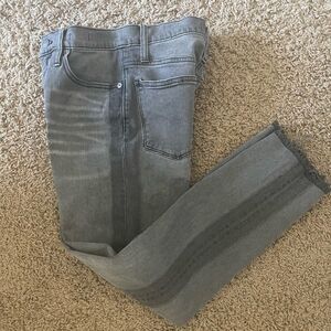 Madewell Tuxedo Stripe Gray Straight Leg Denim Jeans, oversized fits 25”